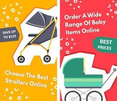 Order wide range of baby items online, banner vector