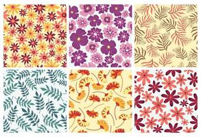 Decorative pattern set with natural floral elements vector