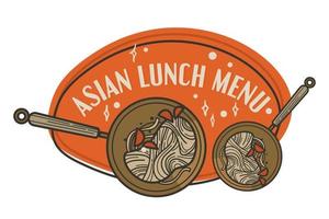 Asian lunch menu, restaurant logotype or banner vector