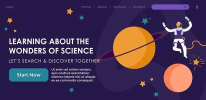 Learning about wonders of science website page vector