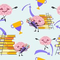 Succeesful brain character reaching goals tasks vector