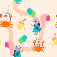 Childish cartoon animal personages and balloon vector