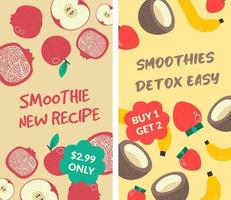 Smoothies detox easy, new recipe banner vector