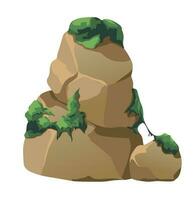 Rock or stone grown with moss, damp forest vector