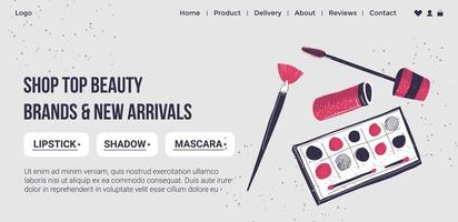 tienda parte superior belleza marcas y nuevo Llegadas sitio web vector