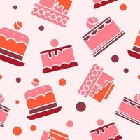 Sweet cake with frosting and topping, pattern vector