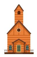 Wild west wooden church construction architecture vector