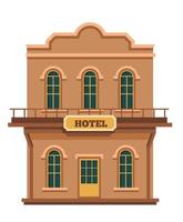 Western American architecture style hotel building vector