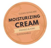 Clean skincare moisturizing cream, mango and kiwi vector