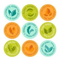 Round tag set for healthy food package design vector