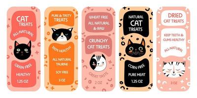 Sticker package design set for cat food product vector