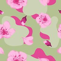 Blooming sakura tree, cherry blossom print pattern vector