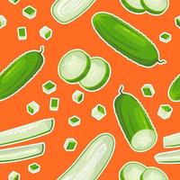 Sliced and diced cucumber, seamless pattern print vector