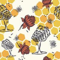 Beekeeping and apiary, seamless pattern with honey vector