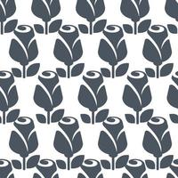 Blooming tulips with foliage seamless pattern vector