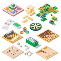 Board games, domino and chess, jenga and cards vector