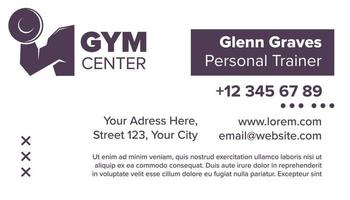 Gym center, business card of personal trainer vector