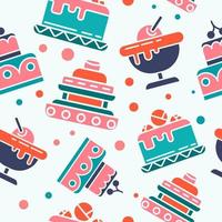 Dessert and cakes, ice cream with cherry pattern vector