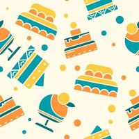 Cake and desserts with cream and mousse print vector
