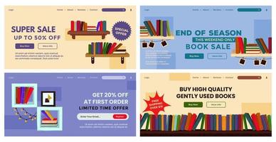 Web banner design set with bookstore offer vector