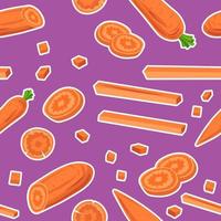 Organic carrot diced and sliced, seamless pattern vector