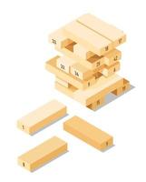 Games for leisure, jenga psycial skills playing vector