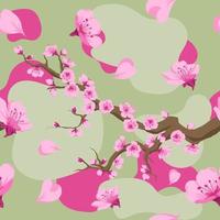 Sakura blossom, cherry tree branches with petals vector