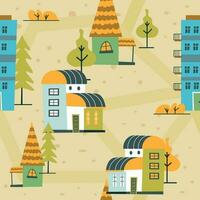 Countryside houses and buildings pattern print vector