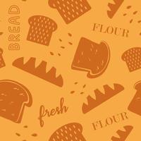 Fresh bread and pastry, flour products pattern vector