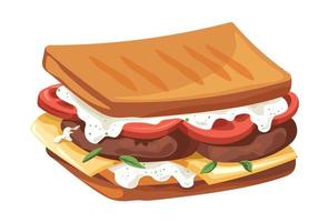 Sandwich with cheese and meat vegetables and bread vector