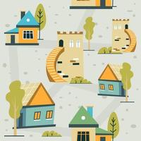 Houses and historical buildings seamless pattern vector