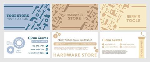 Business card design set for tool store advertising vector