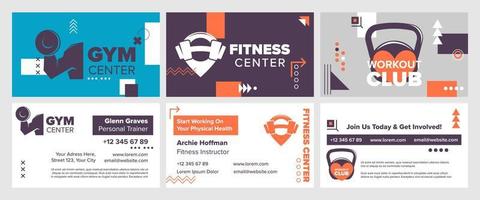 Business card design set for fitness center worker vector