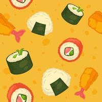 Sushi sin costura modelo japonés comida y cocina vector