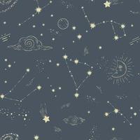 Starry sky with constellations and figures print vector