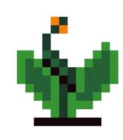 Blooming flower, pixelated icon for 8 bit game vector