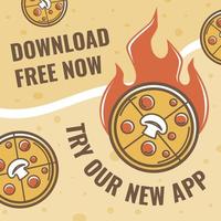 Download application for pizza delivery service vector