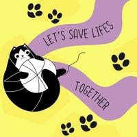 Lets save lives together, adopt kitty from center vector