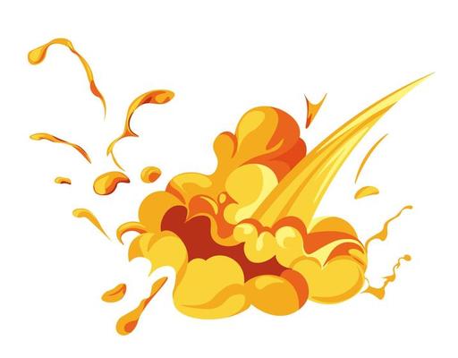Explosion effect, eruption of magma or attack