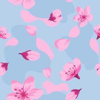 Sakura blossom, cherry tree branches patterns vector