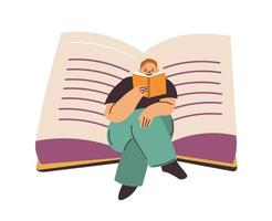 Man reading book, student preparing for exams vector