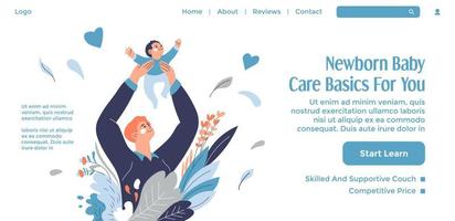 Newborn baby care basics for you, start learn vector