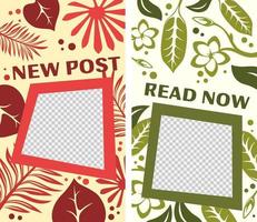 Read now new post, frames with tropical flowers vector