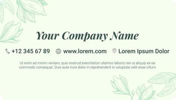 Business card with floral design, company name vector