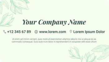 Business card with floral design, company name vector