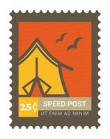 Speed post, postcard or mark with price and tent vector