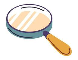 Magnifying glass with wooden handle, searching vector