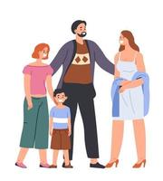 Family, father and mother with kids, children vector