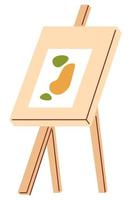 Art school, easel with painting on paper vector