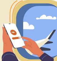 Person using air company application on phone vector